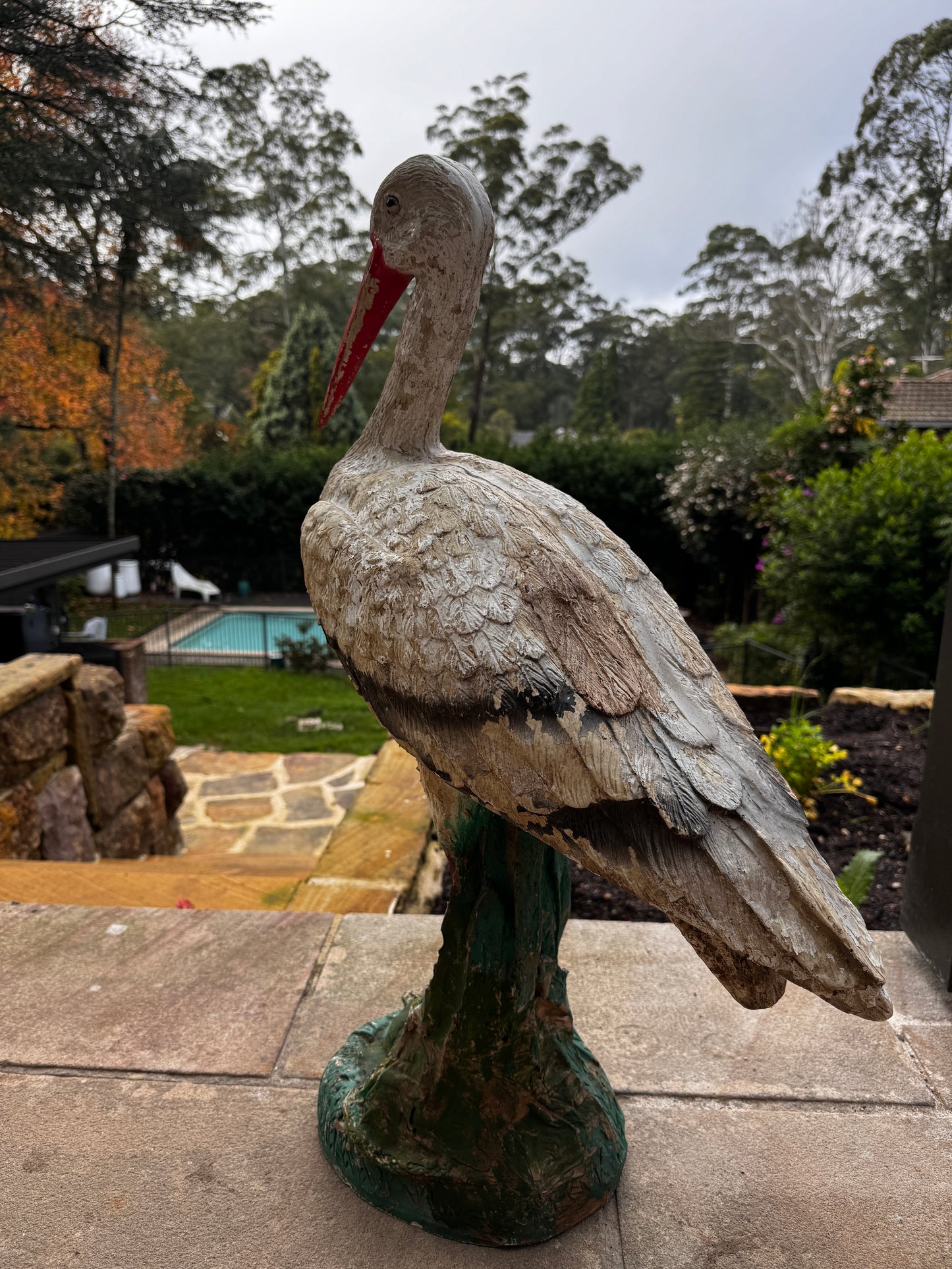 Vintage Composite Stork Sculpture – 78 cm