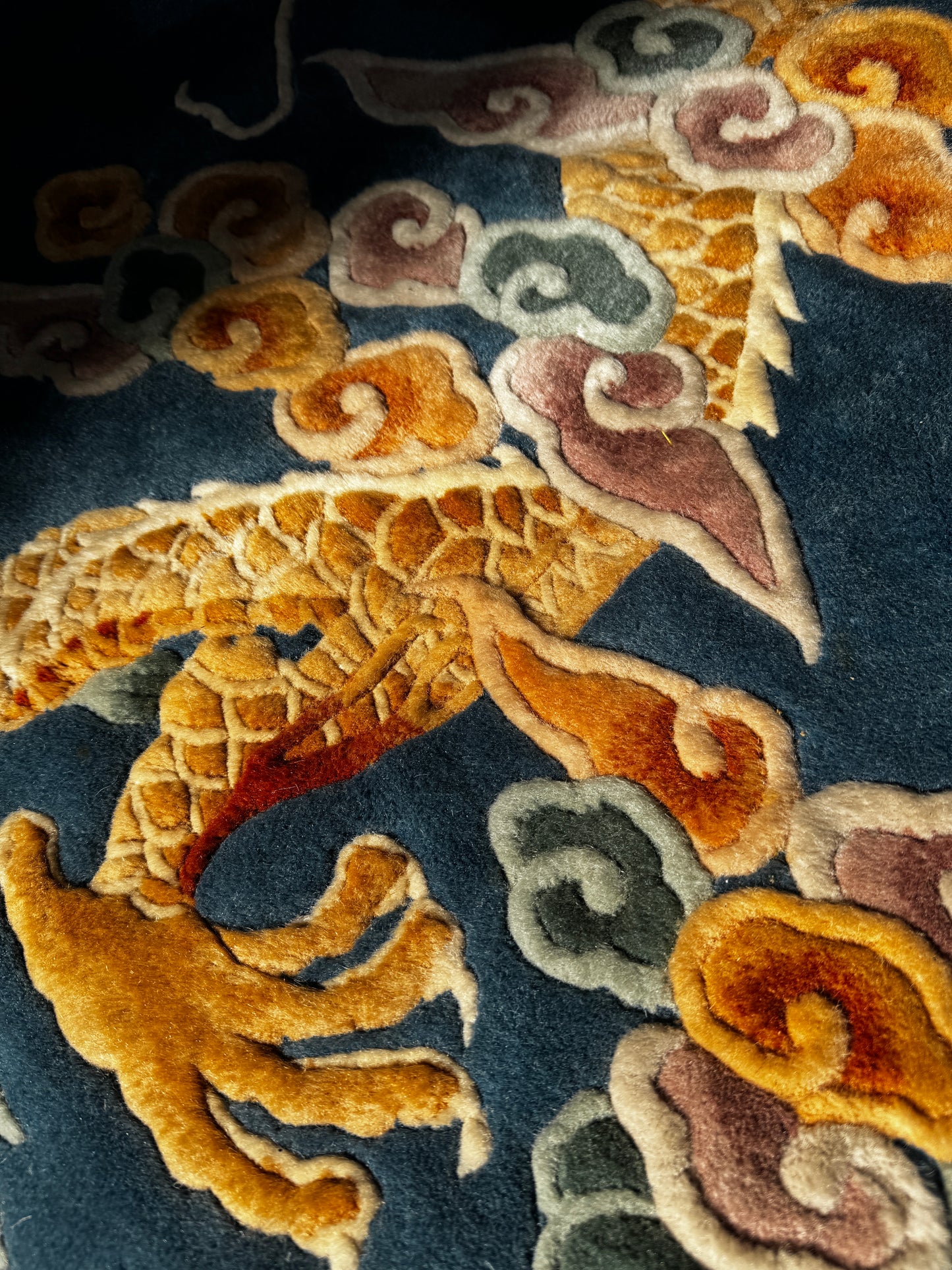 Chinese Handwoven Dragon Rug — Peking Blue