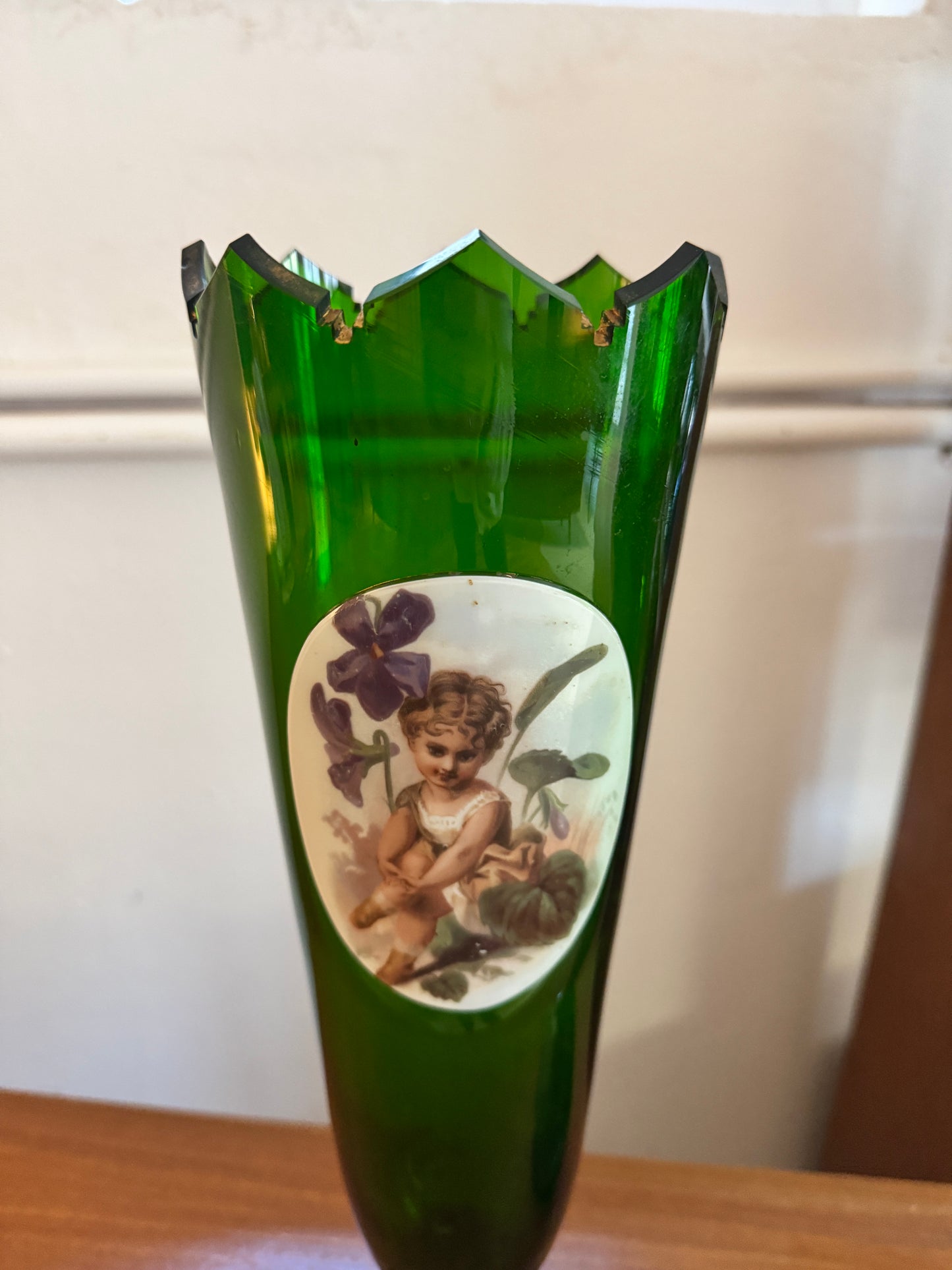 Pair of 19th Century Moser Glass Vases – Hand-Painted, 46cm