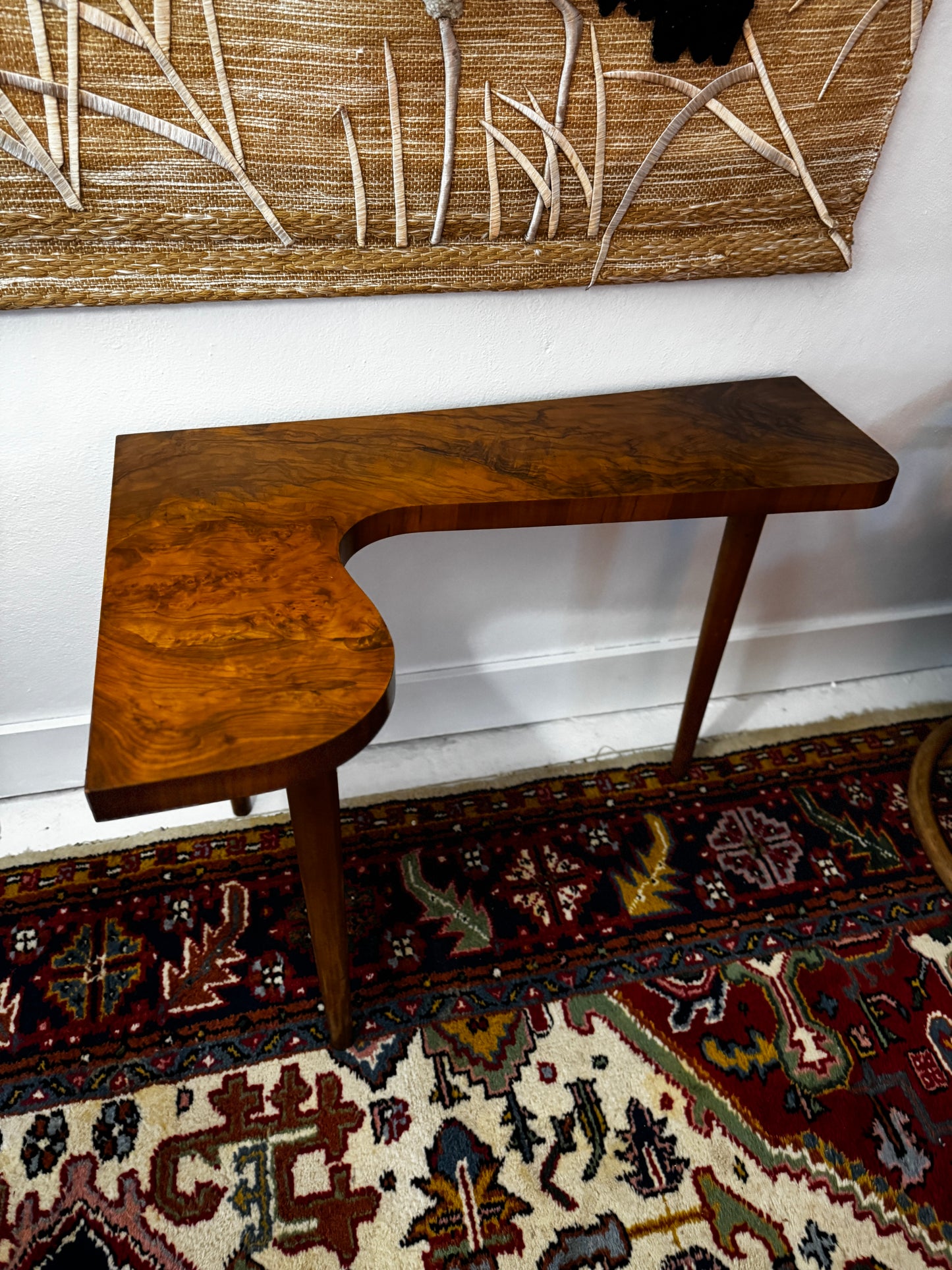 Pair of Paul Kafka walnut cut away end or side tables