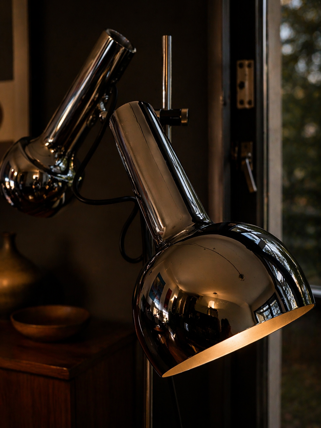 Chrome Osmo twin head floor lamp