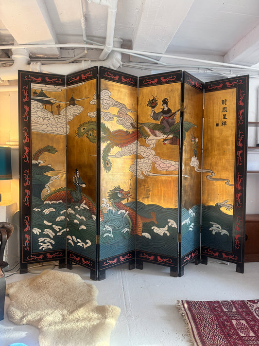 Chinese Six-Panel Screen – Dragon & Phoenix