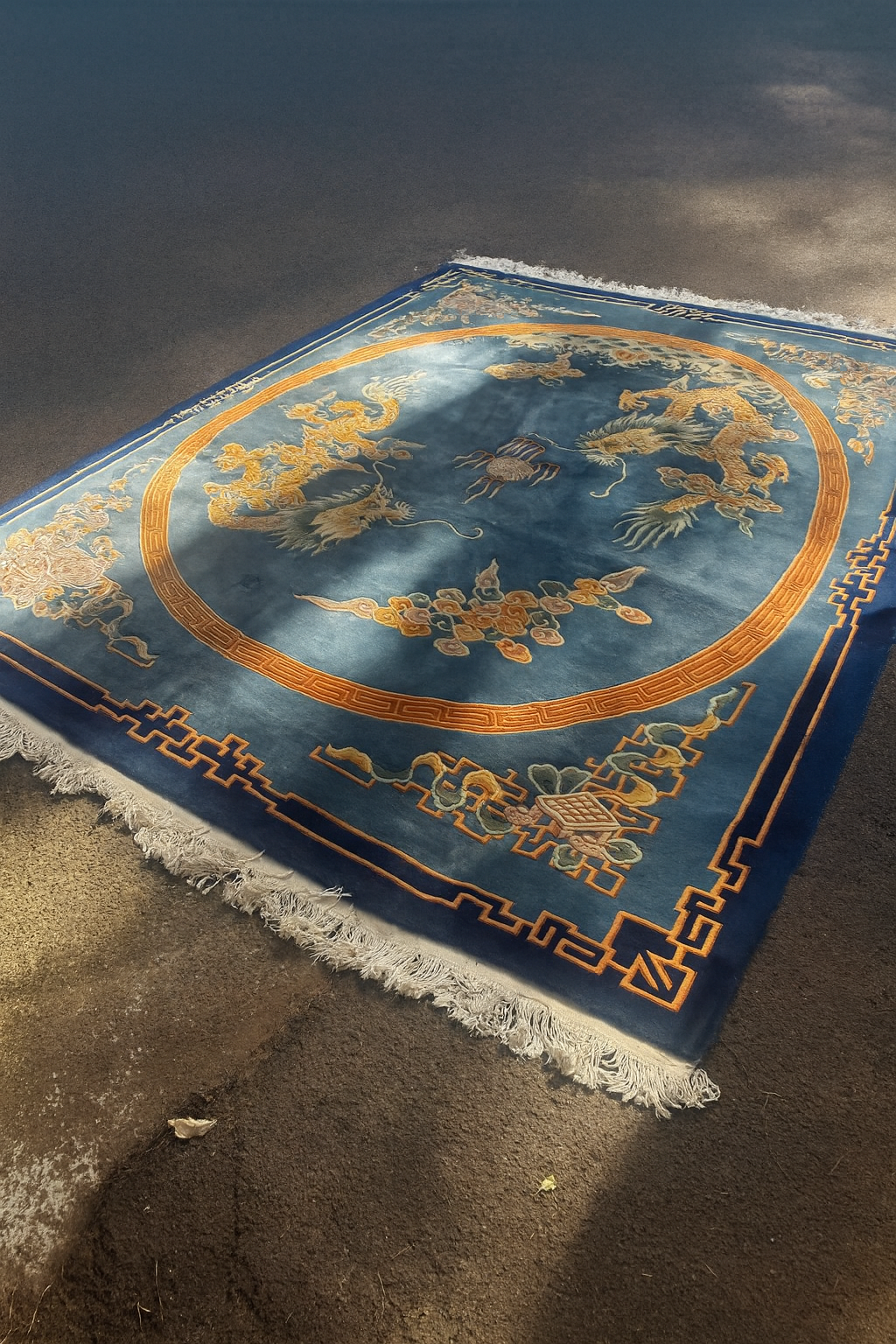 Chinese Handwoven Dragon Rug — Peking Blue