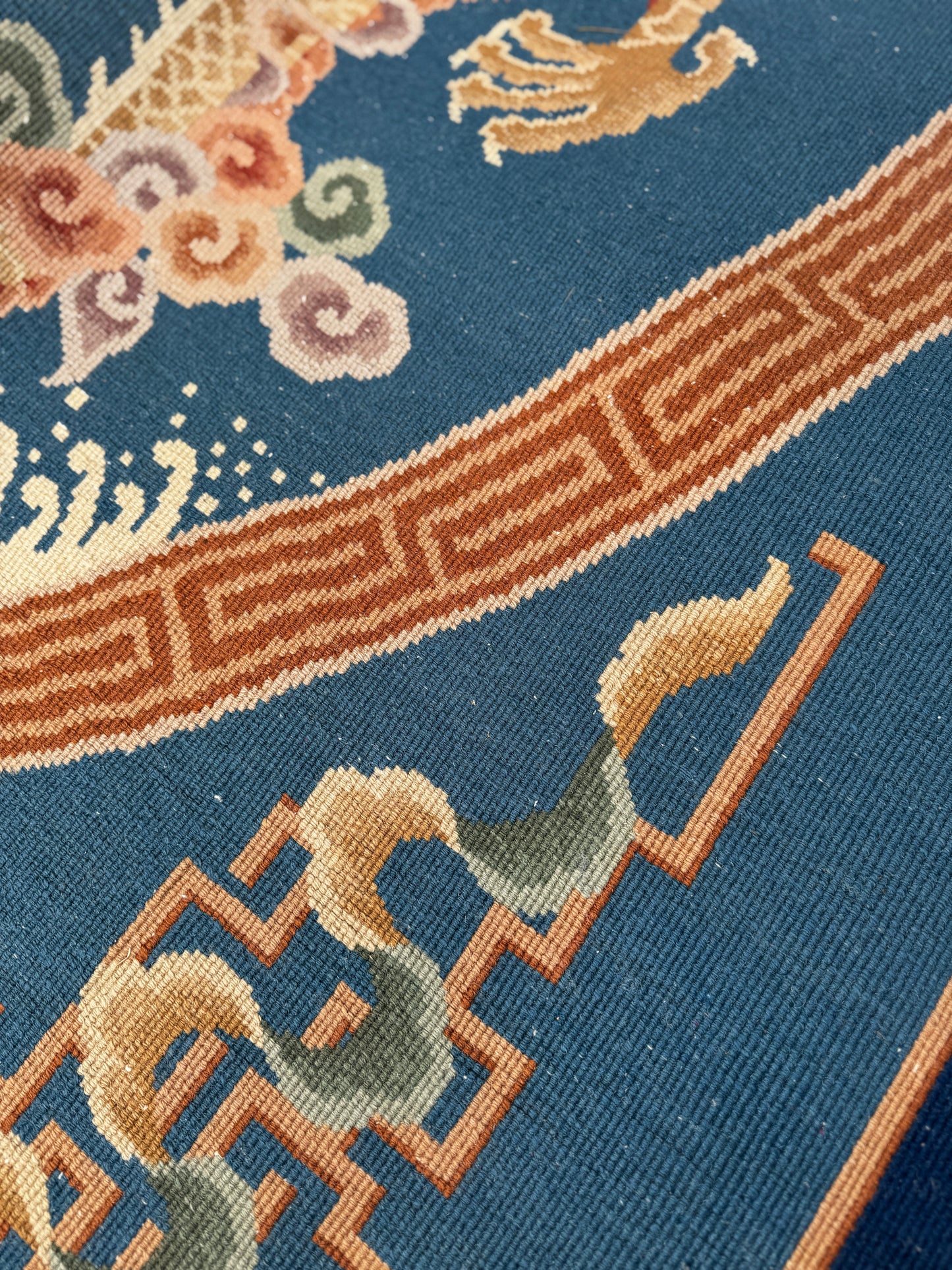 Chinese Handwoven Dragon Rug — Peking Blue