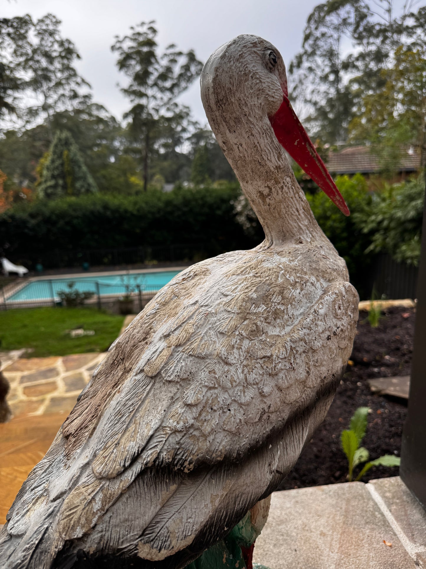 Vintage Composite Stork Sculpture – 78 cm