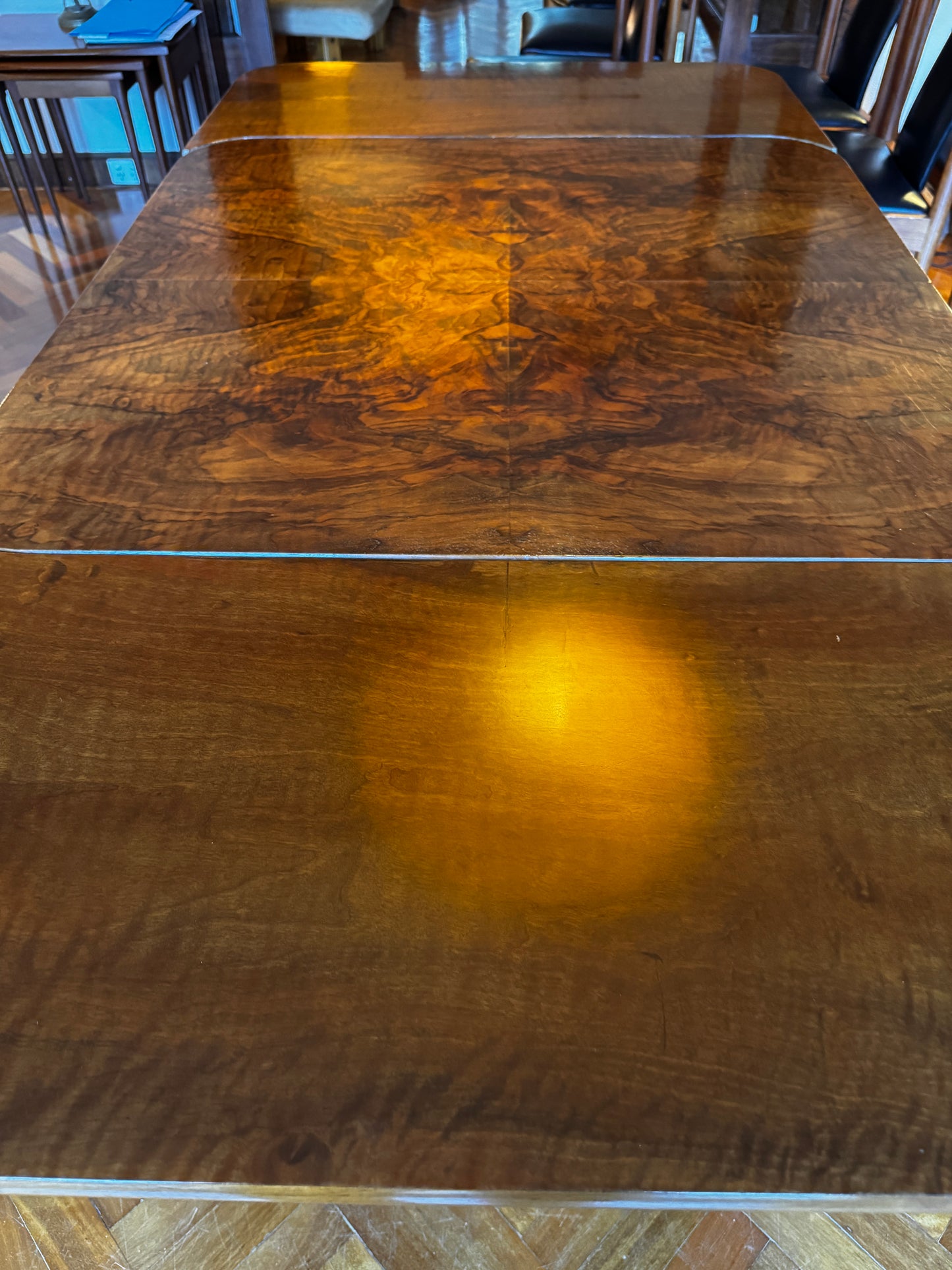 Czech Art Deco Walnut Burl Extending Dining Table | Circa 1925–1935