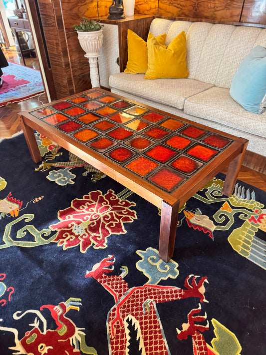 Large orange tile Parker coffee table