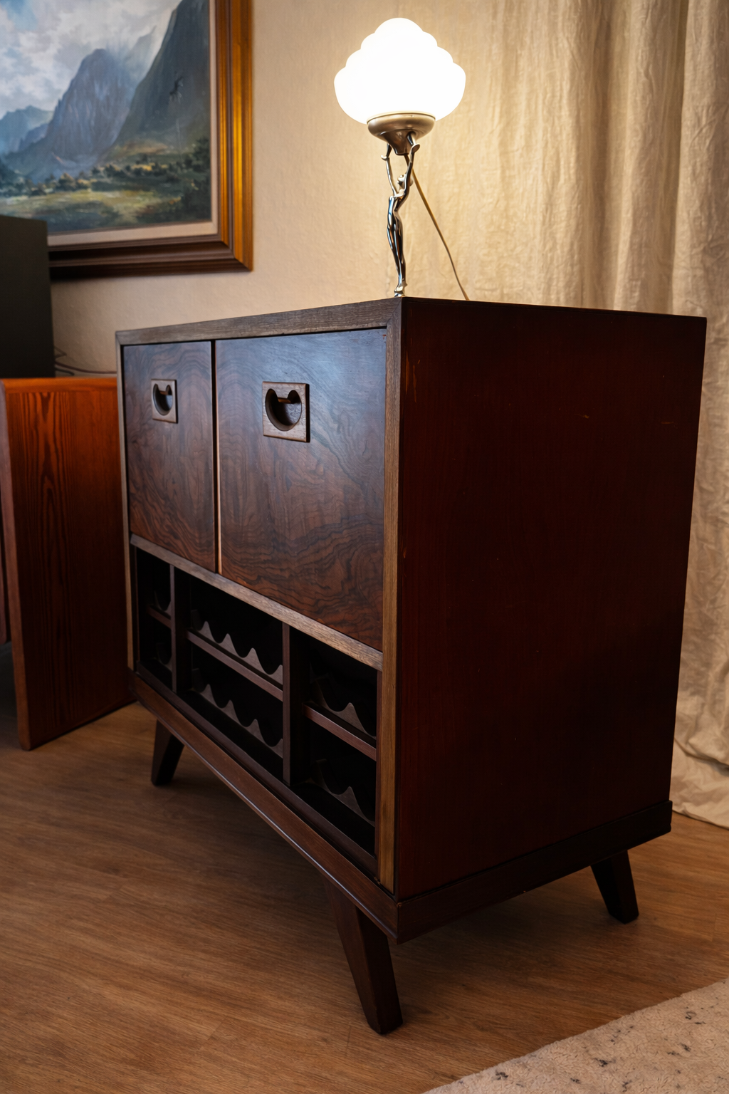 Mid-Century Walnut Bar / Vinyl Cabinet