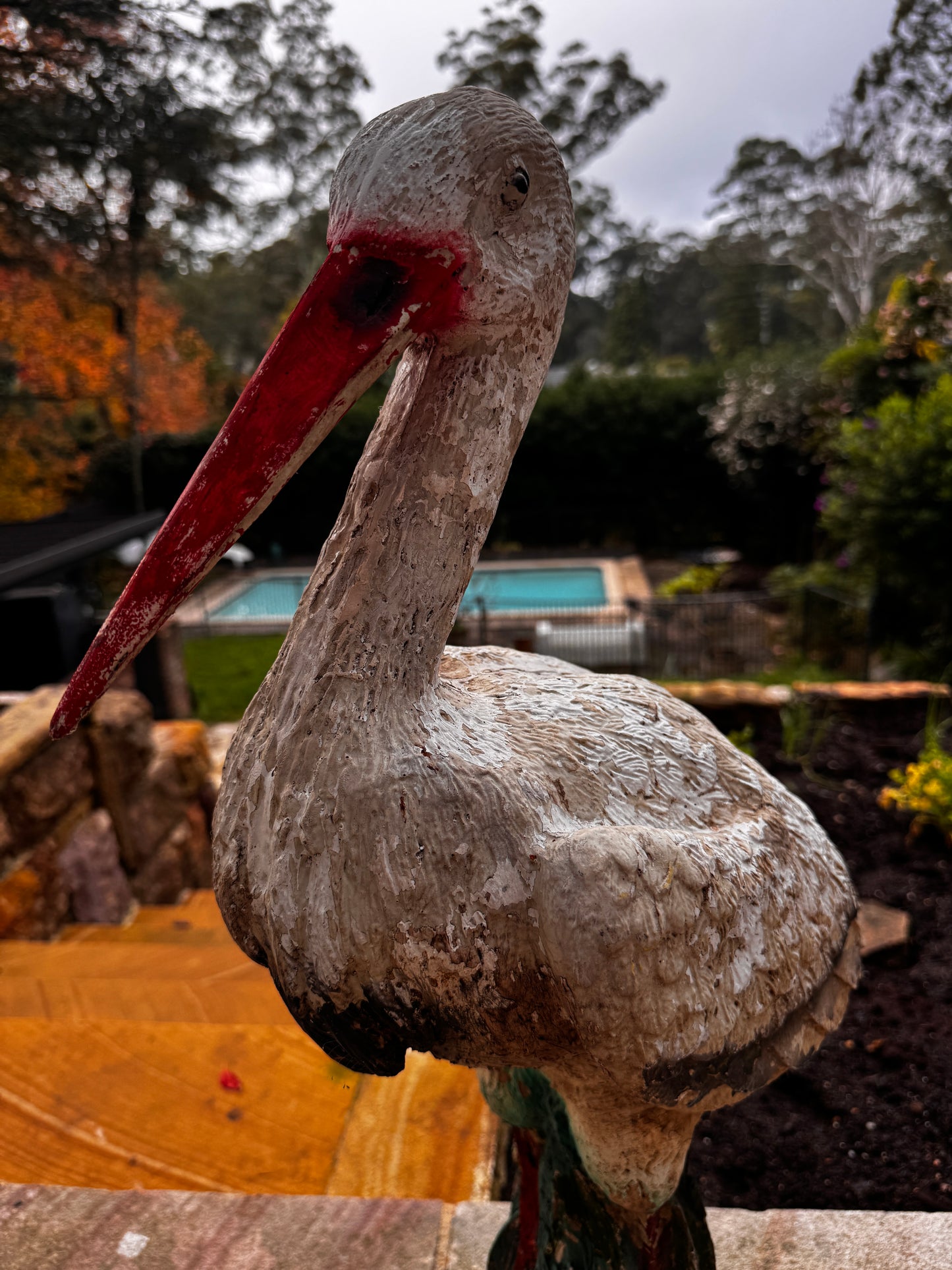 Vintage Composite Stork Sculpture – 78 cm