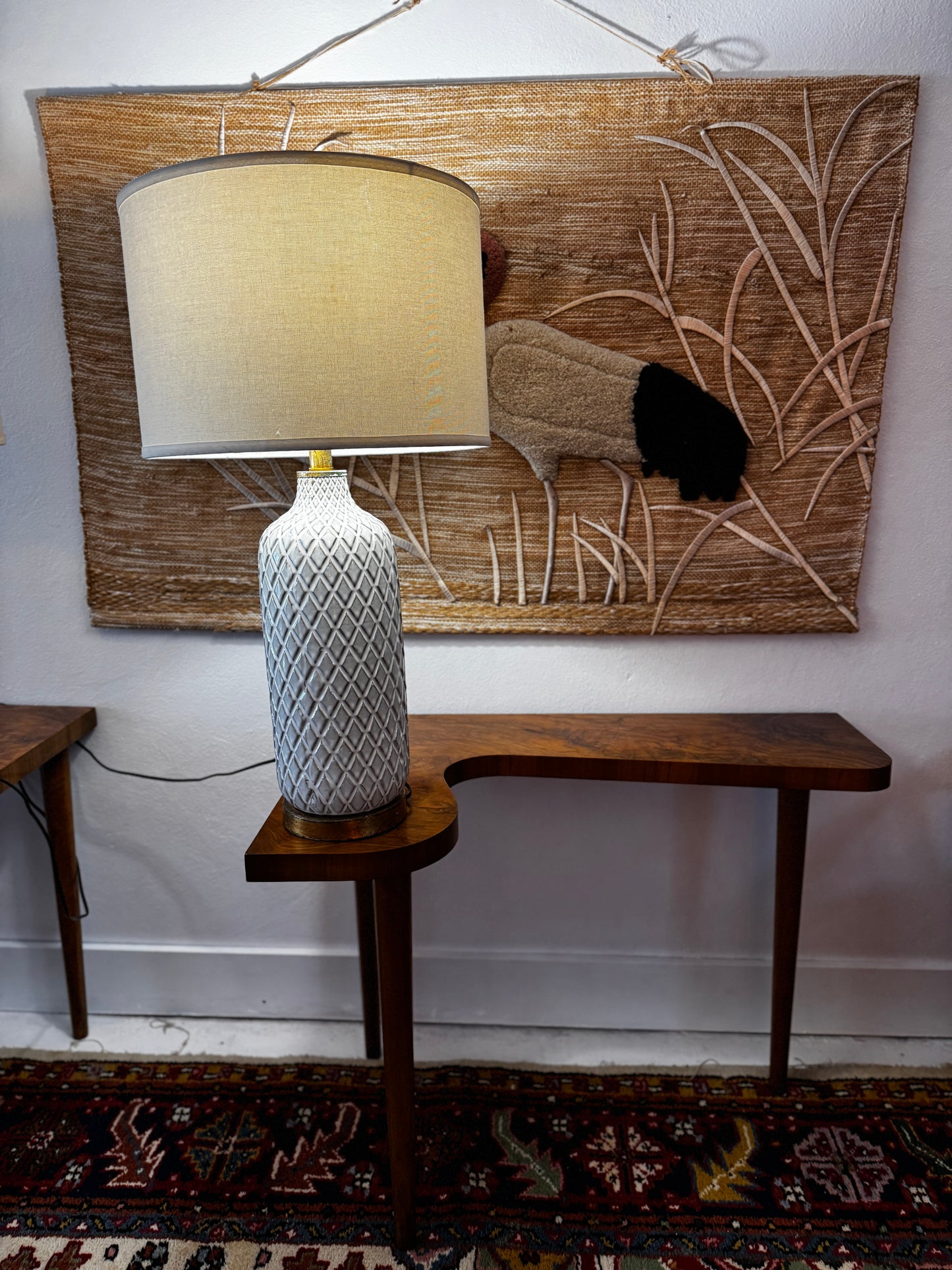 Pair of Paul Kafka walnut cut away end or side tables