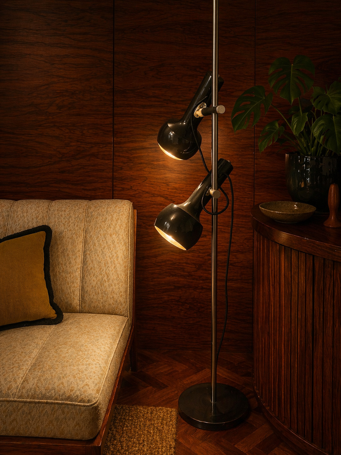 Osmo twin head floor lamp - chocolate brown