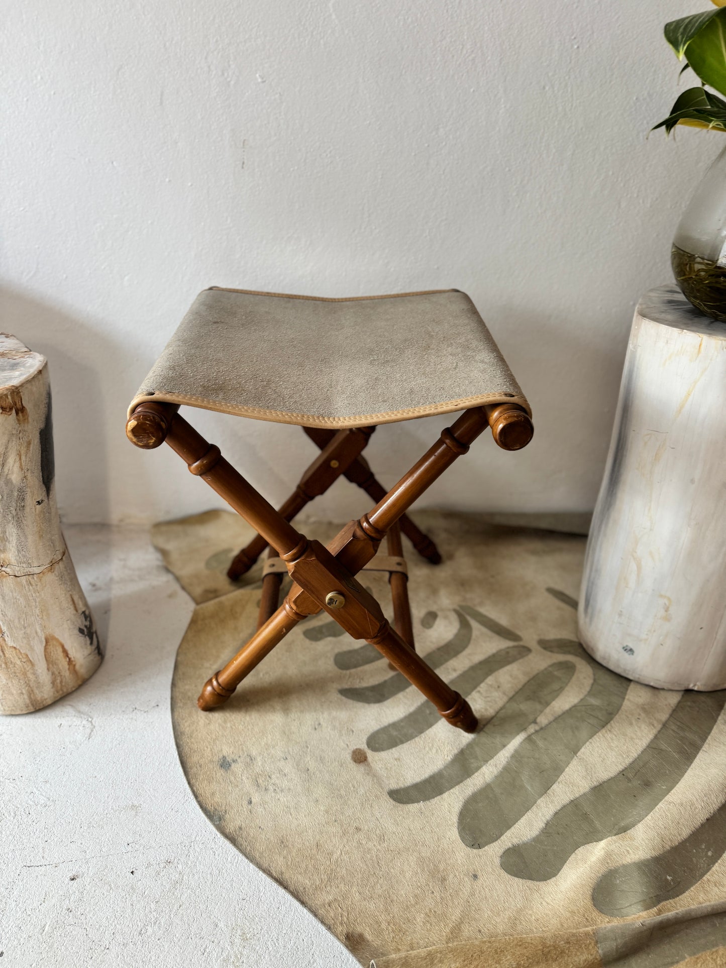 Prizmic & Brill Folding Suede Stool — New York