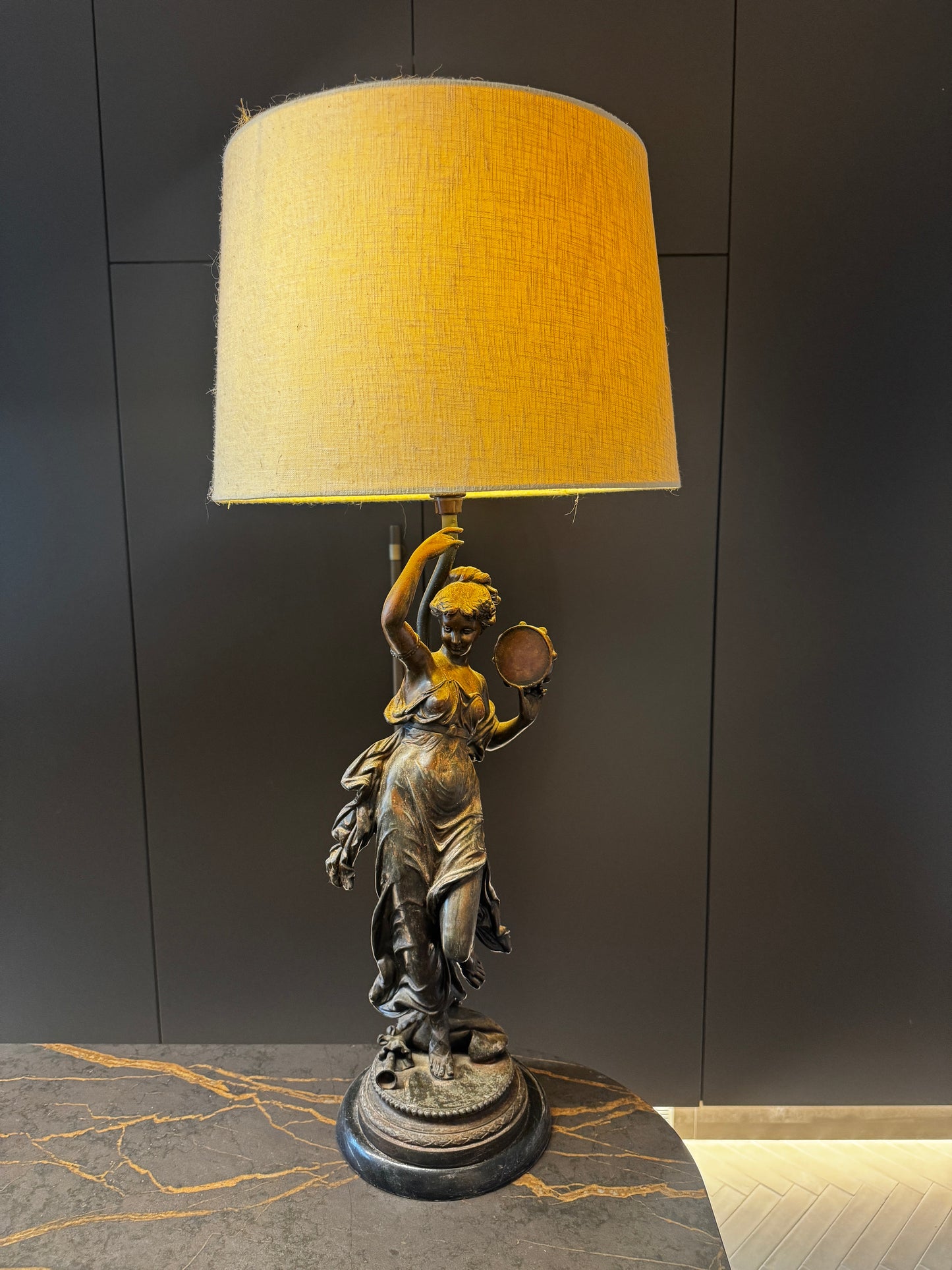 Matching pair antique French bronze lamps