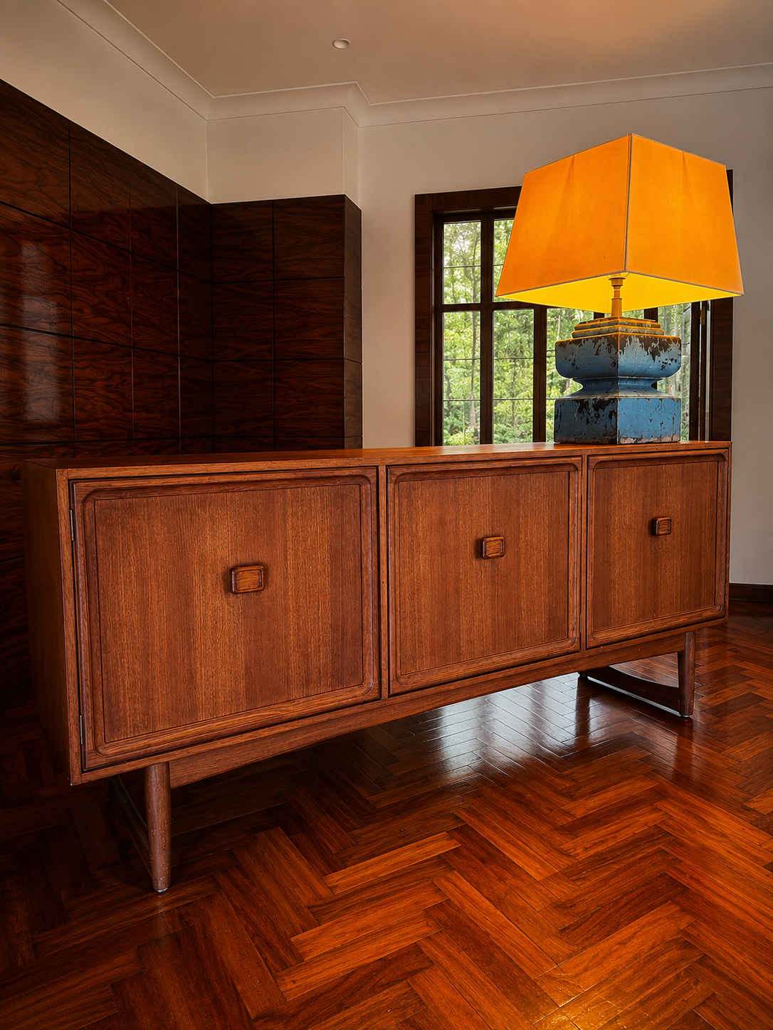 1970s Parker square handle sideboard