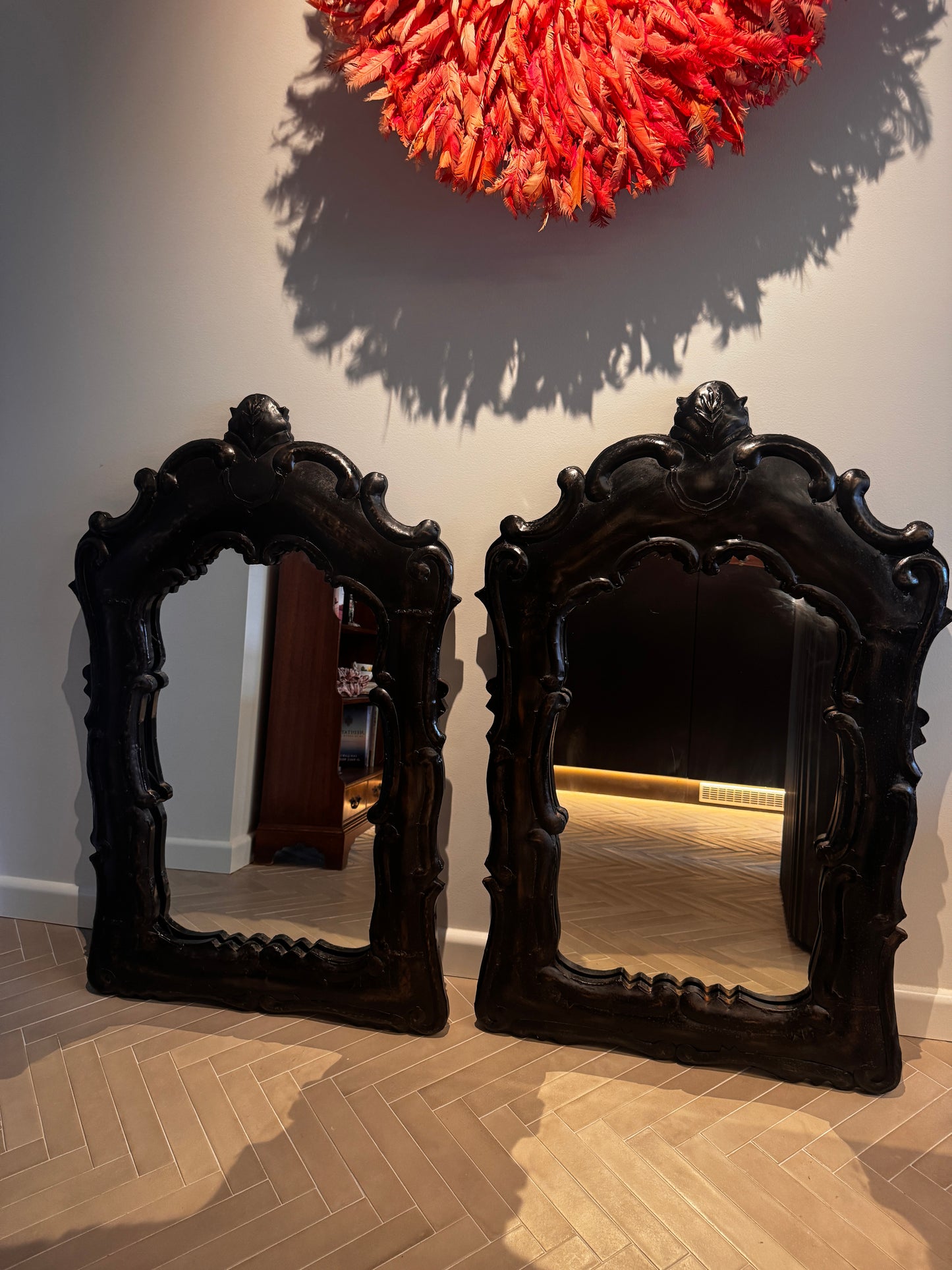 Vintage Sculptural Metal Wall Mirror