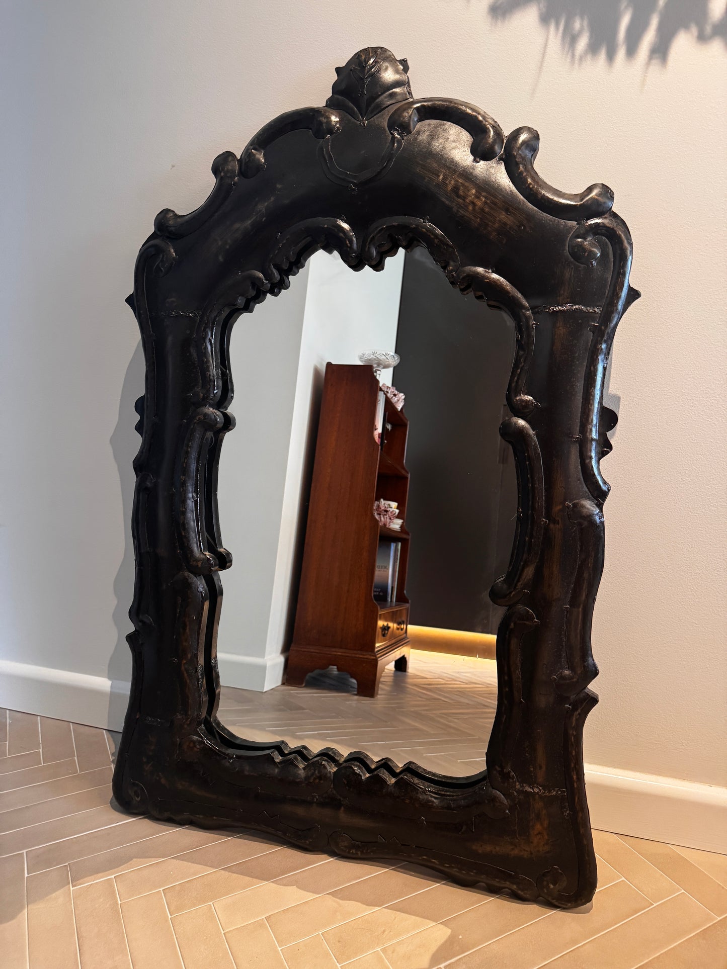 Vintage Sculptural Metal Wall Mirror