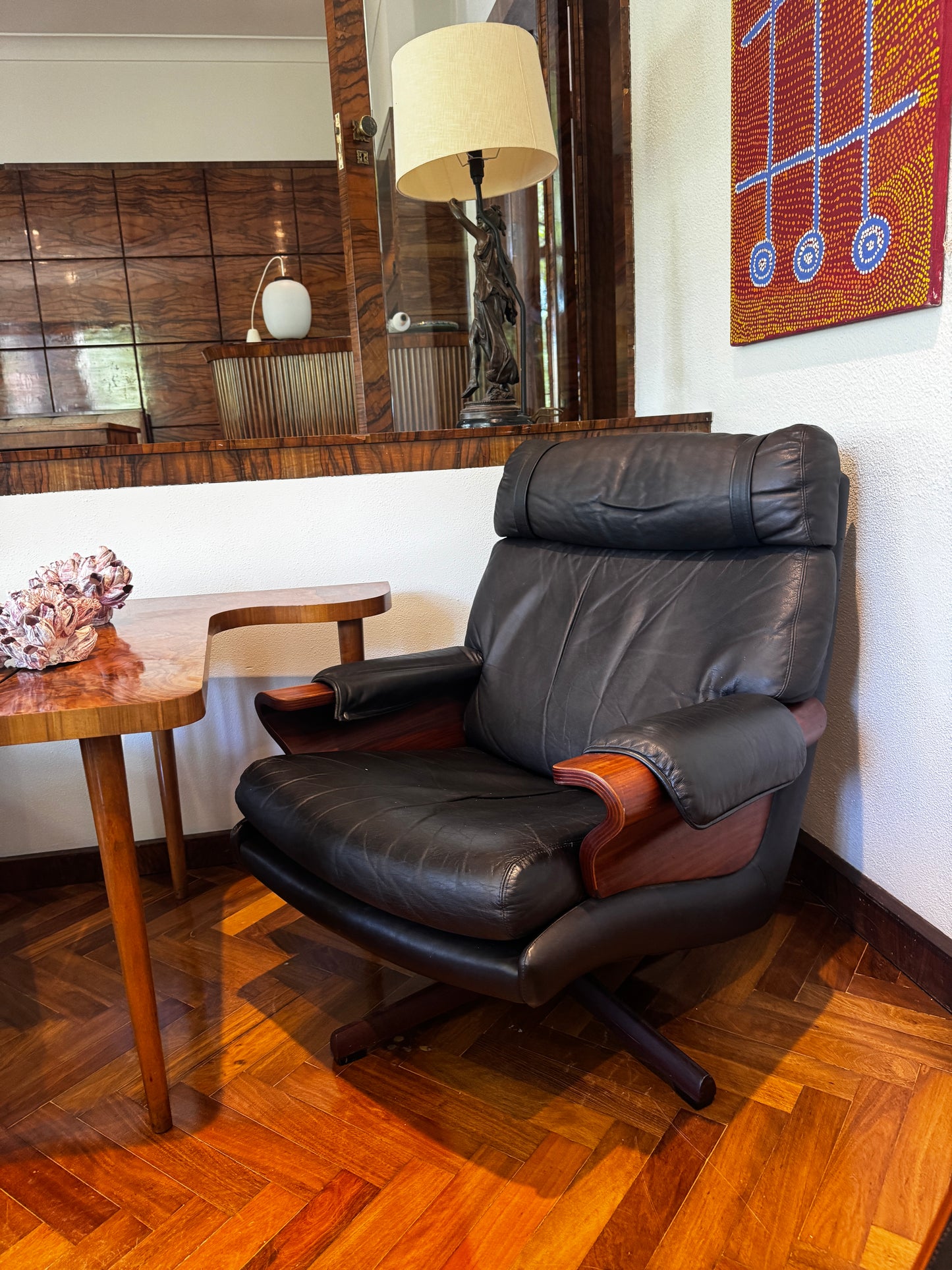 Pair of Early Tessa Lounge Chairs with Matching Footstool