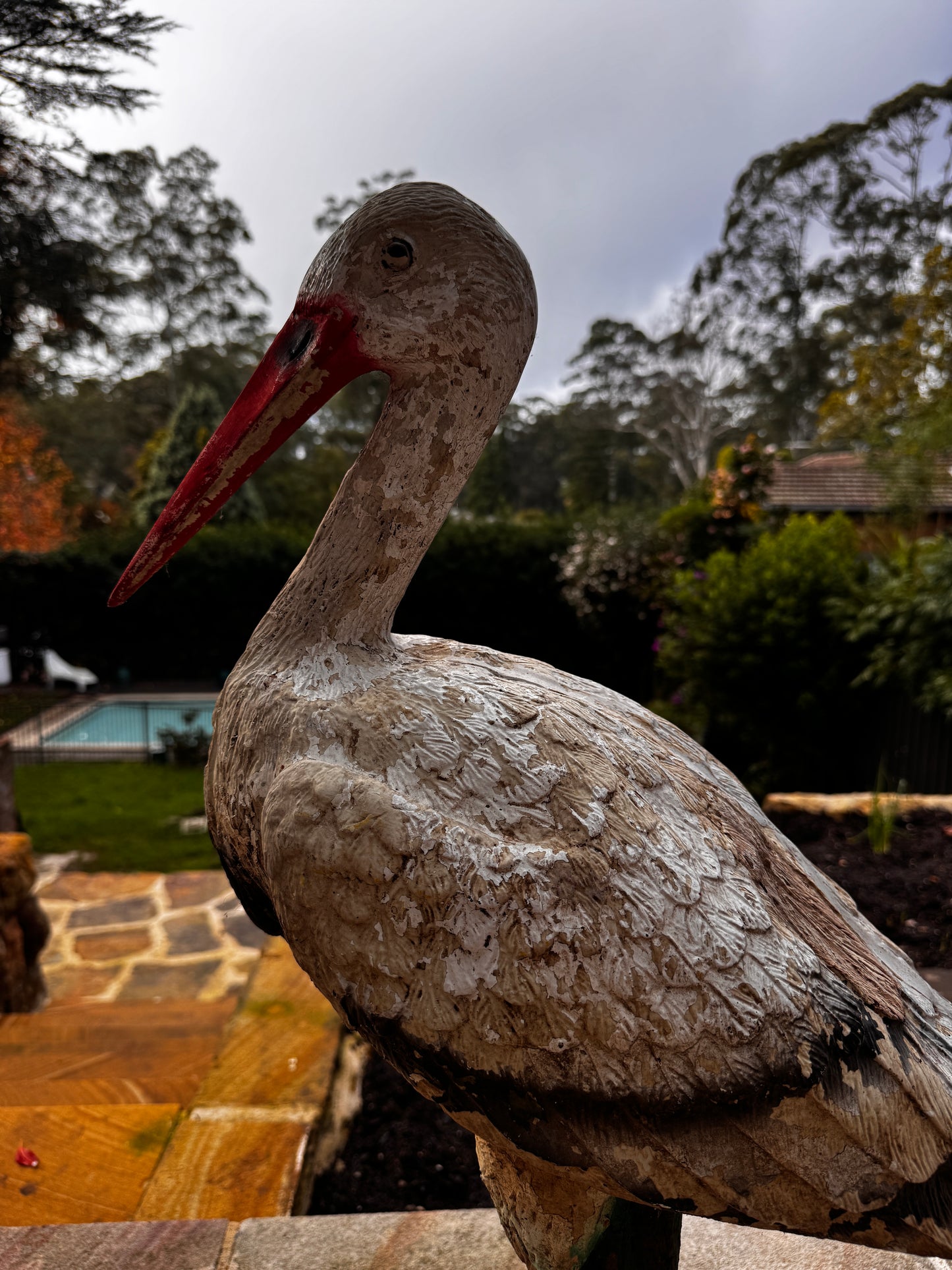 Vintage Composite Stork Sculpture – 78 cm