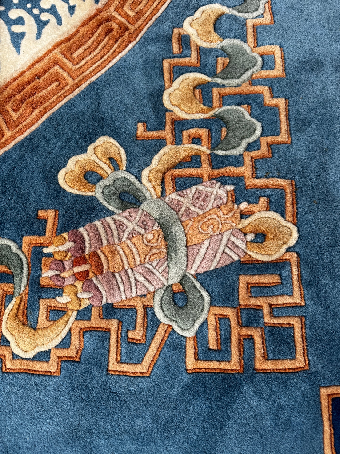 Chinese Handwoven Dragon Rug — Peking Blue