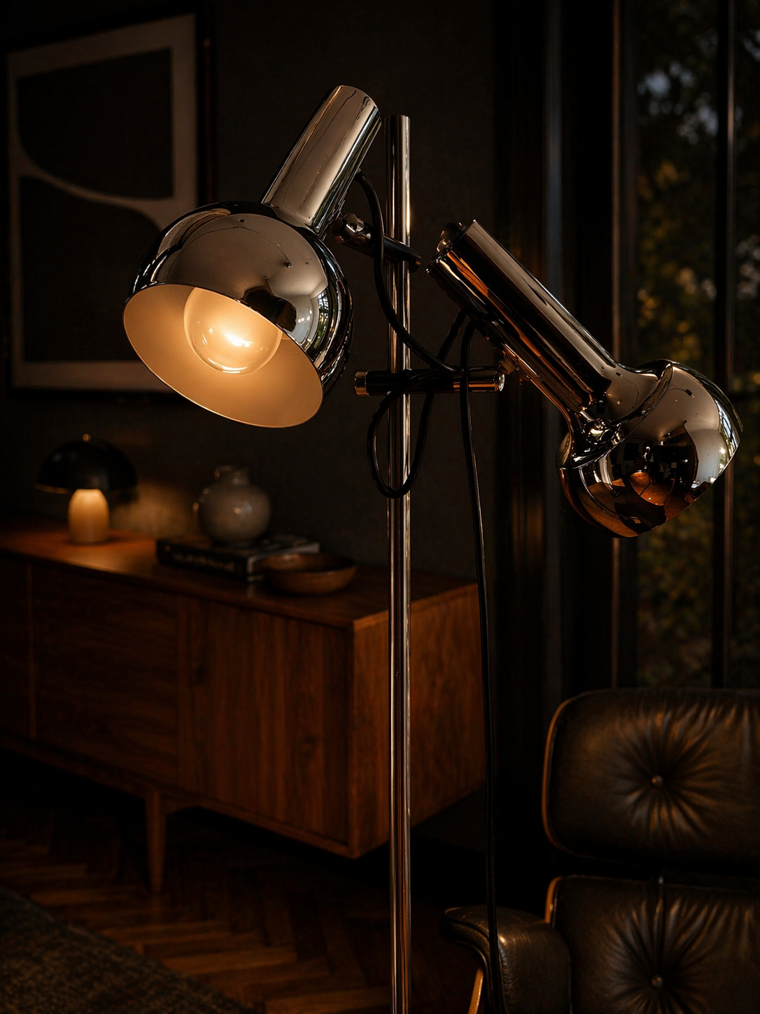 Chrome Osmo twin head floor lamp