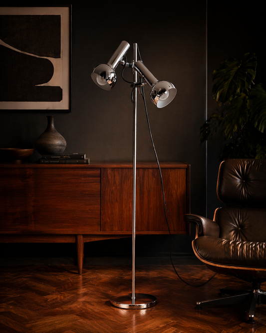 Chrome Osmo twin head floor lamp