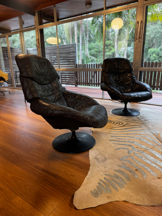 Pair of 1970s Modernist Swivel Lounge Chairs — Imported by Myer, Melbourne