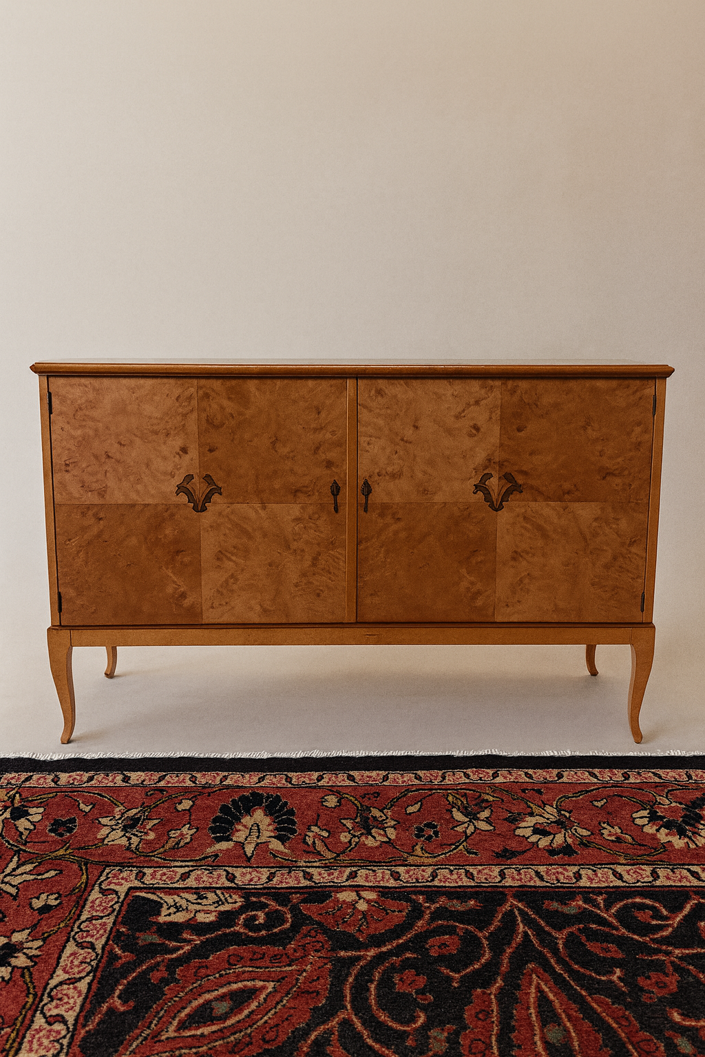 Swedish Grace Sideboard in Birch Burl, Attributed Carl Malmsten for Bodafors, c.1930