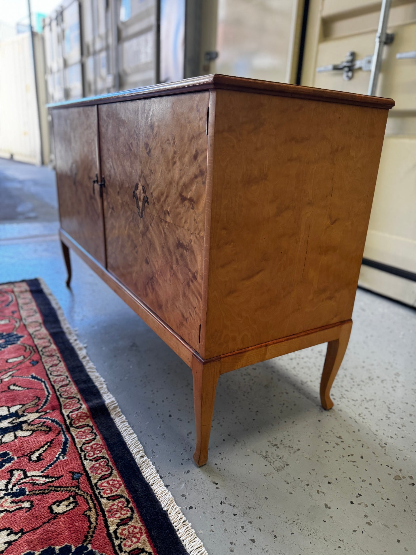 Swedish Grace Sideboard in Birch Burl, Attributed Carl Malmsten for Bodafors, c.1930
