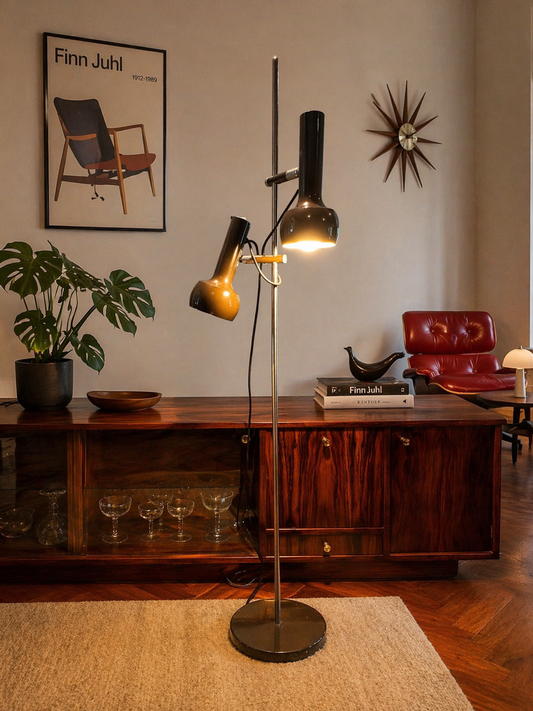 Osmo twin head floor lamp - chocolate brown