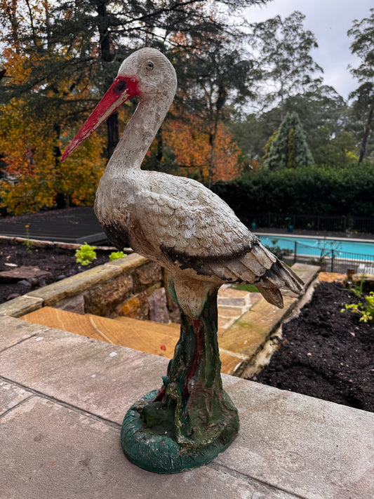 Vintage Composite Stork Sculpture – 78 cm