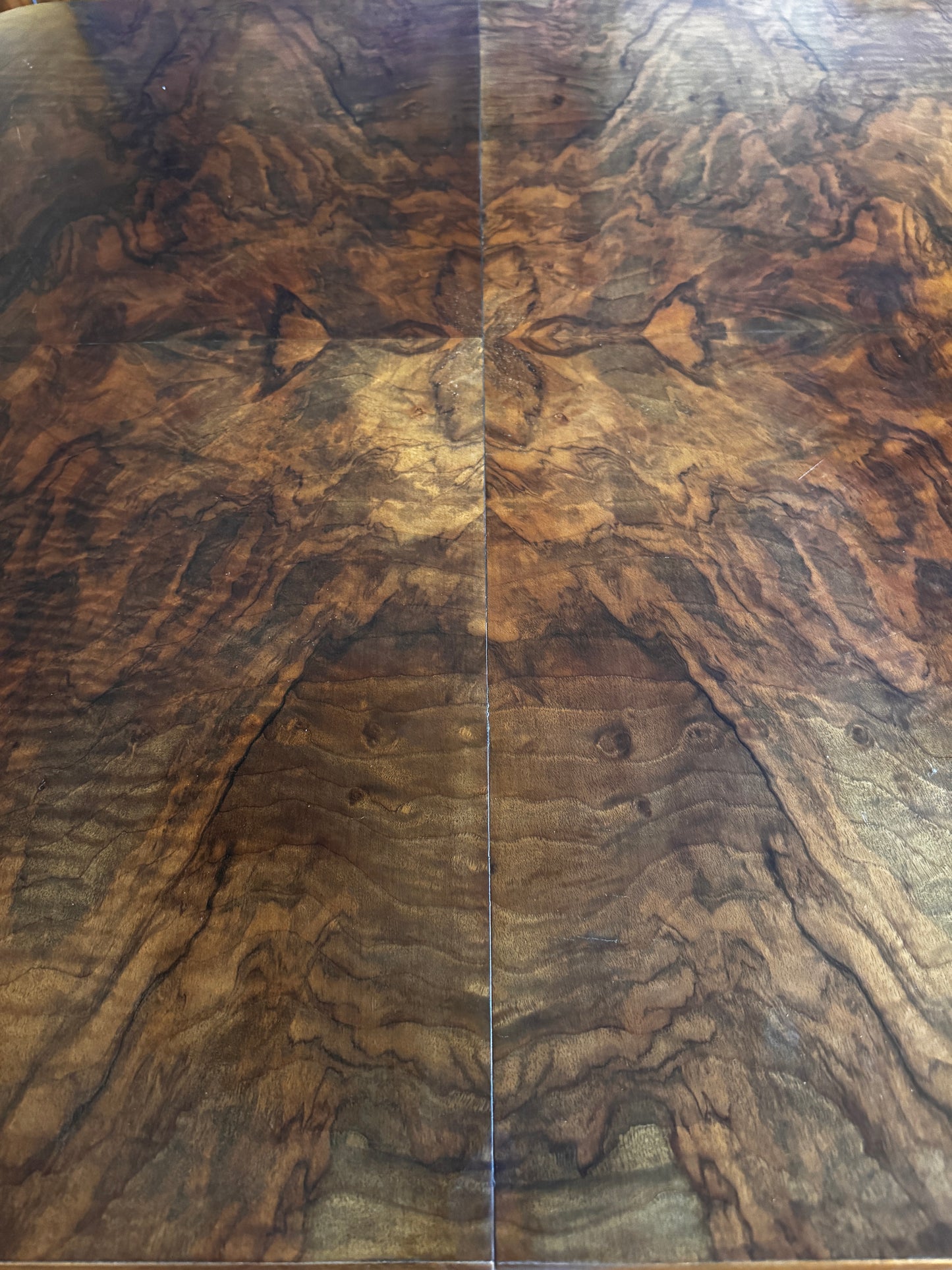 Czech Art Deco Walnut Burl Extending Dining Table | Circa 1925–1935
