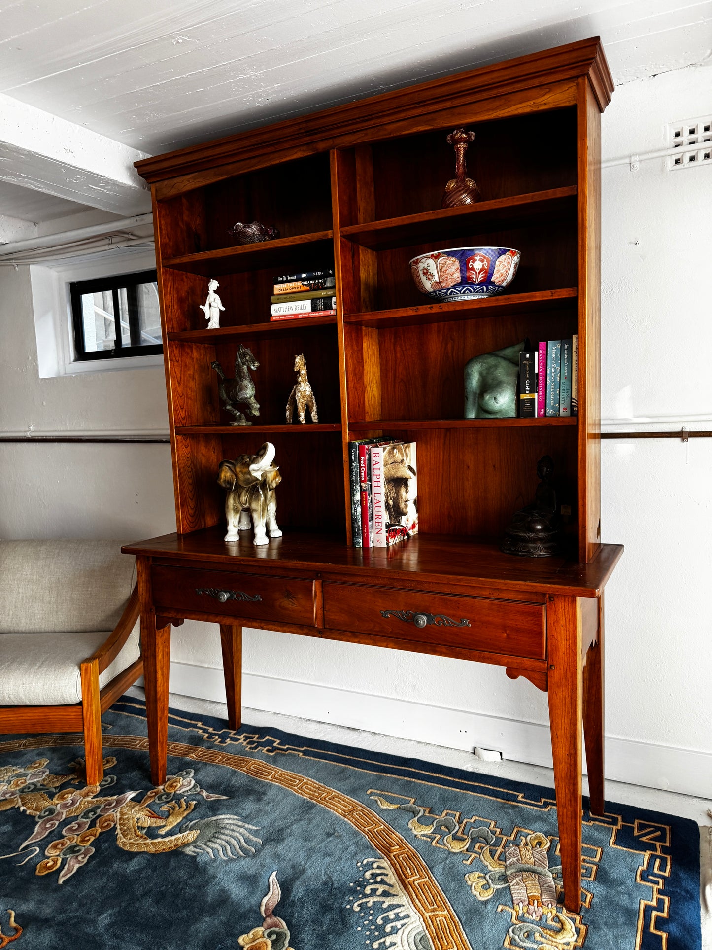 Raised Custom Sideboard / Open Dresser — European, Solid Cherry Wood