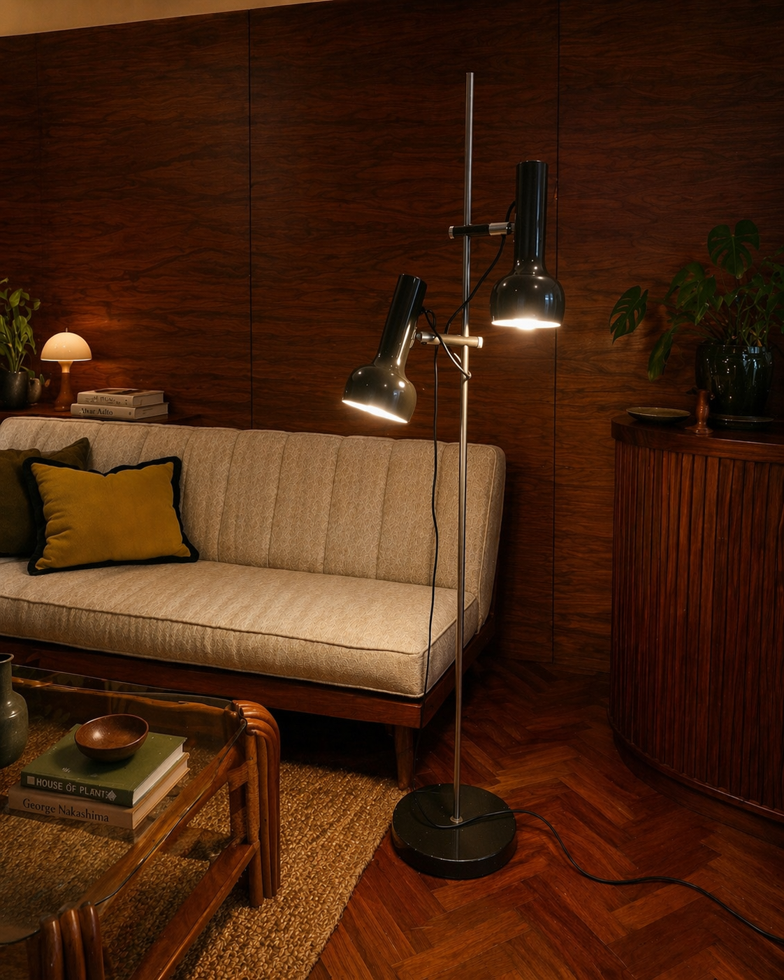 Osmo twin head floor lamp - chocolate brown