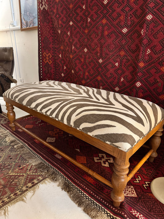 Large Zebra Print Upholstered Ottoman