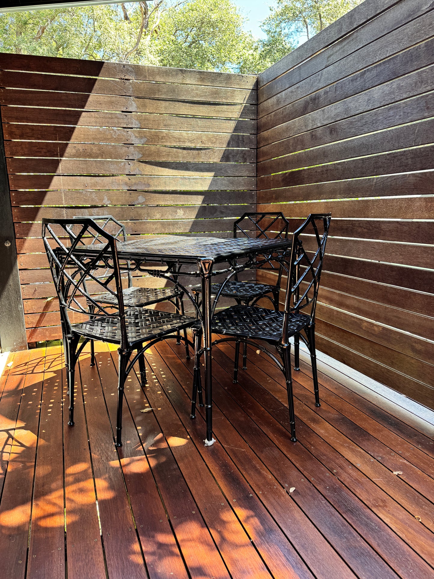 Faux Bamboo outdoor chairs by Hall Bradley for Brown Jordan, USA