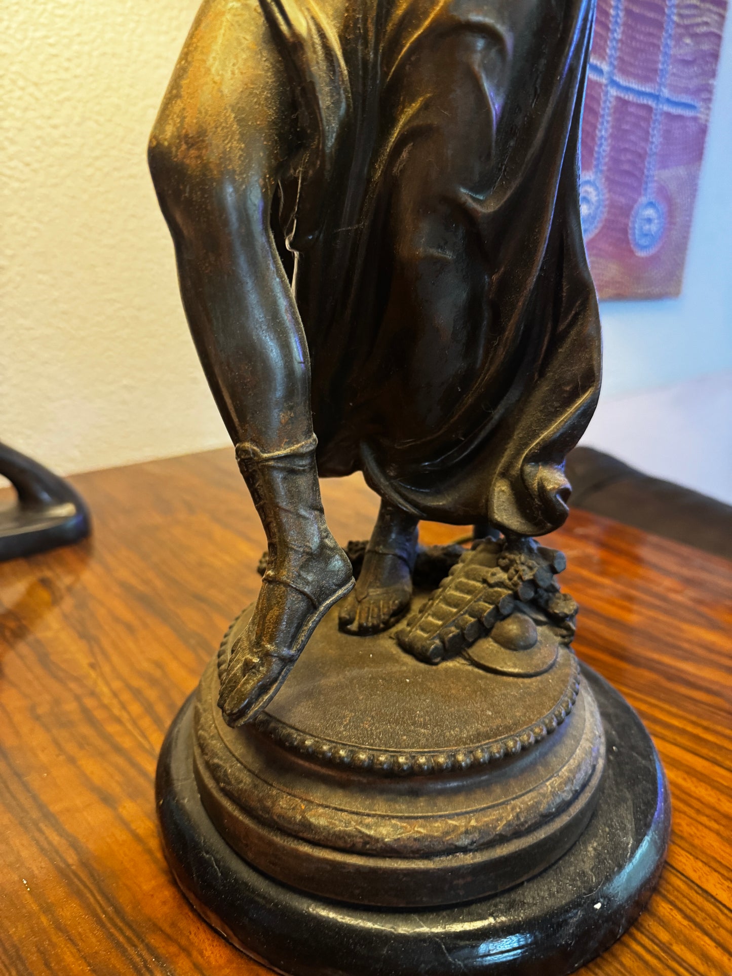 Matching pair antique French bronze lamps