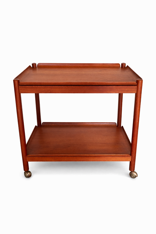 Mid Century Teak Collapsible Bar Cart with Removable Trays