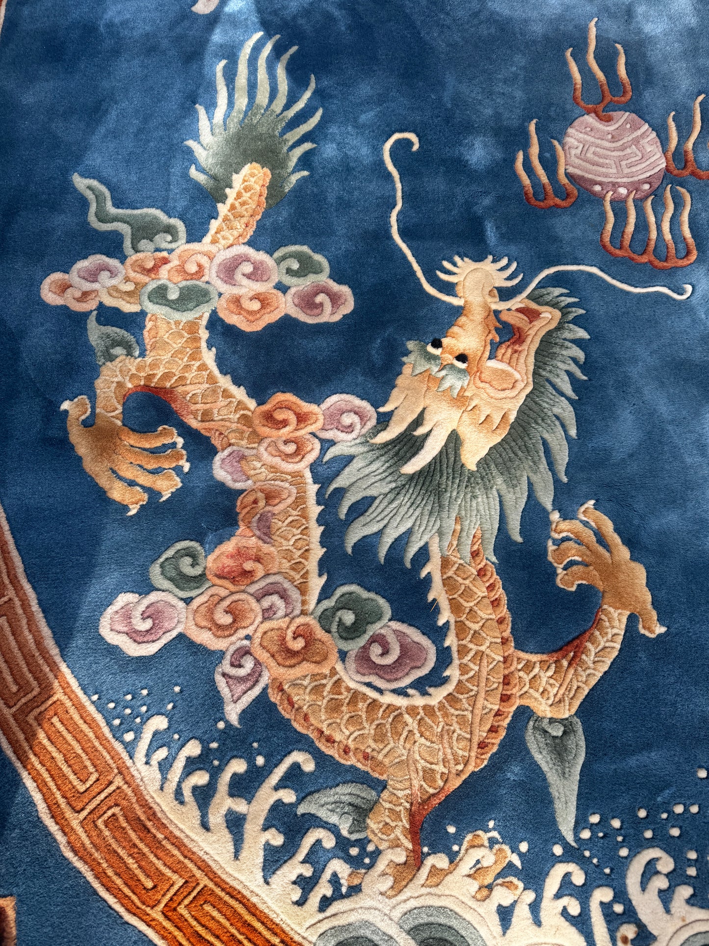 Chinese Handwoven Dragon Rug — Peking Blue