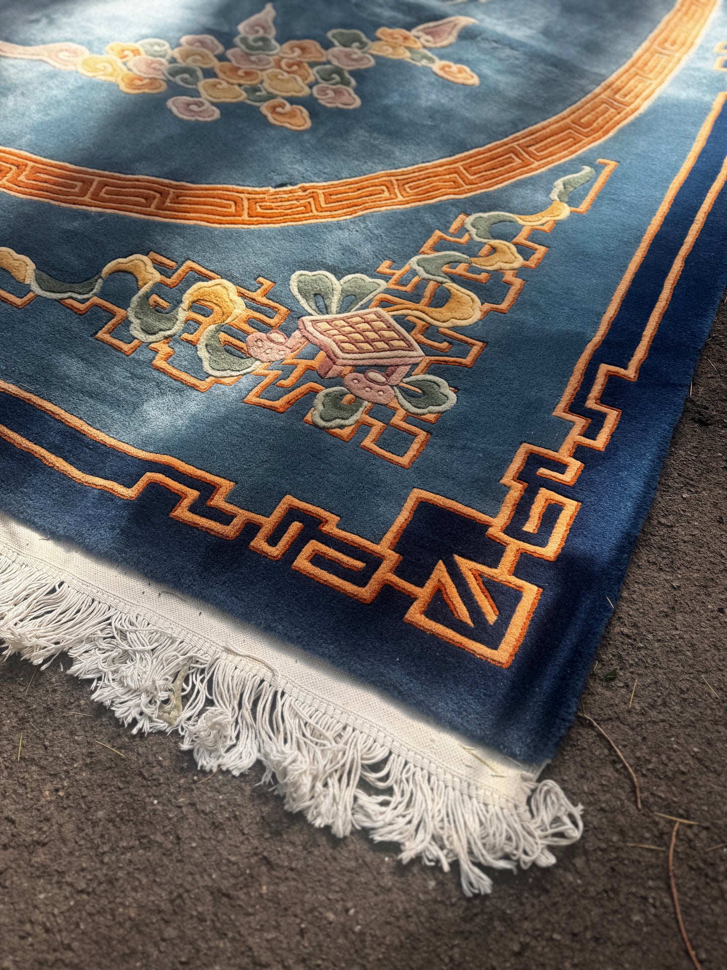 Chinese Handwoven Dragon Rug — Peking Blue