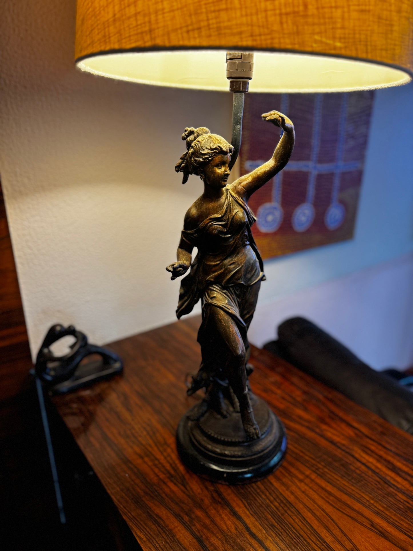 Matching pair antique French bronze lamps