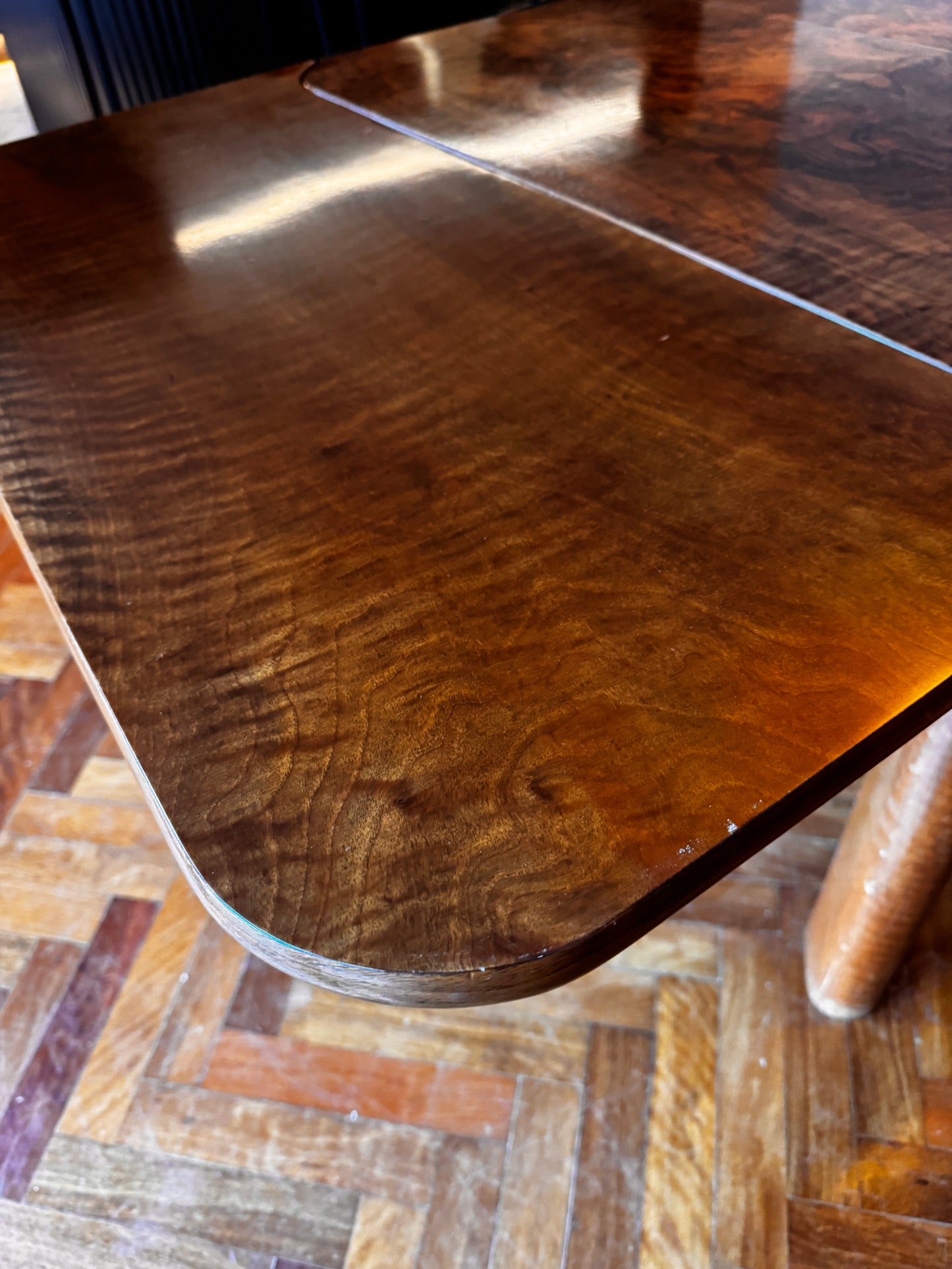 Czech Art Deco Walnut Burl Extending Dining Table | Circa 1925–1935