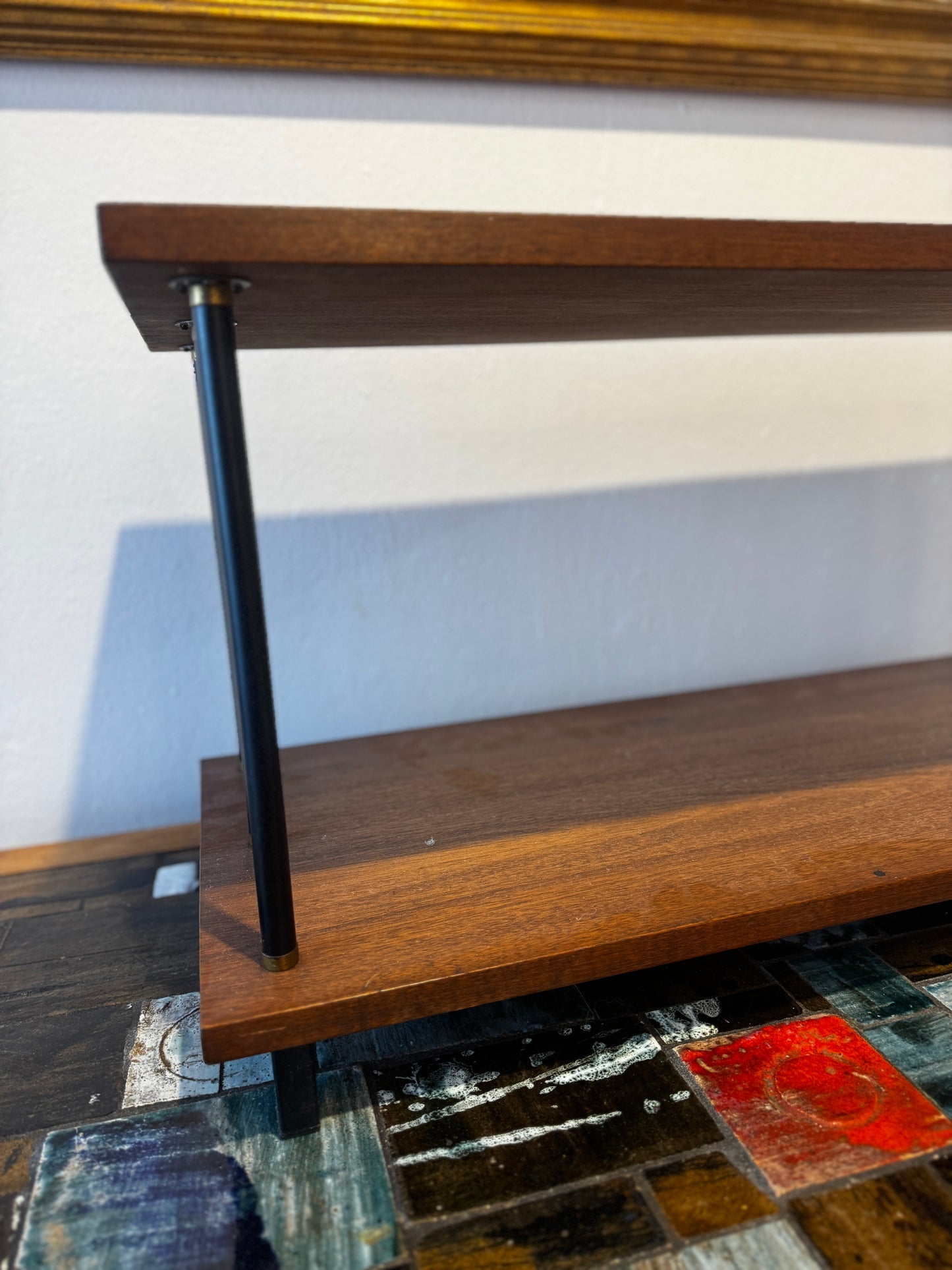 Laranda Mid-Century Modern Low Two-Tier Display Shelf • 1960s
