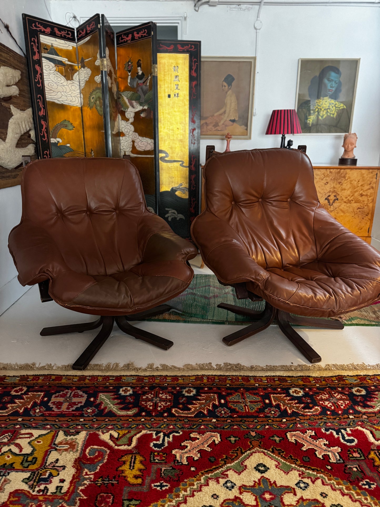 Gerald Easden Lounge Chairs for Module — Chocolate Leather