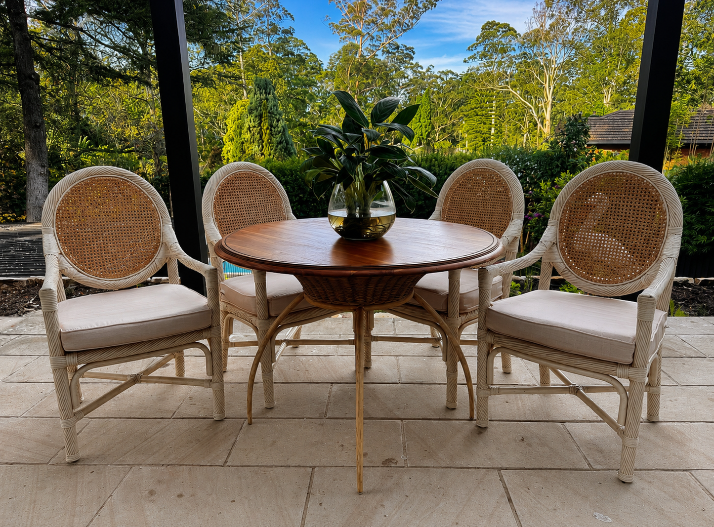 McGuire Style Rattan Dining Setting | Circa 1970s–1980s