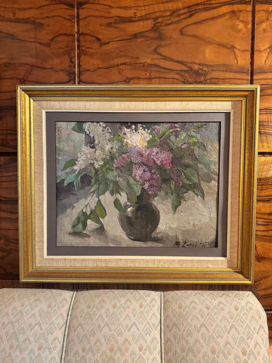 Signed still life oil painting by Mattis Zavickis
