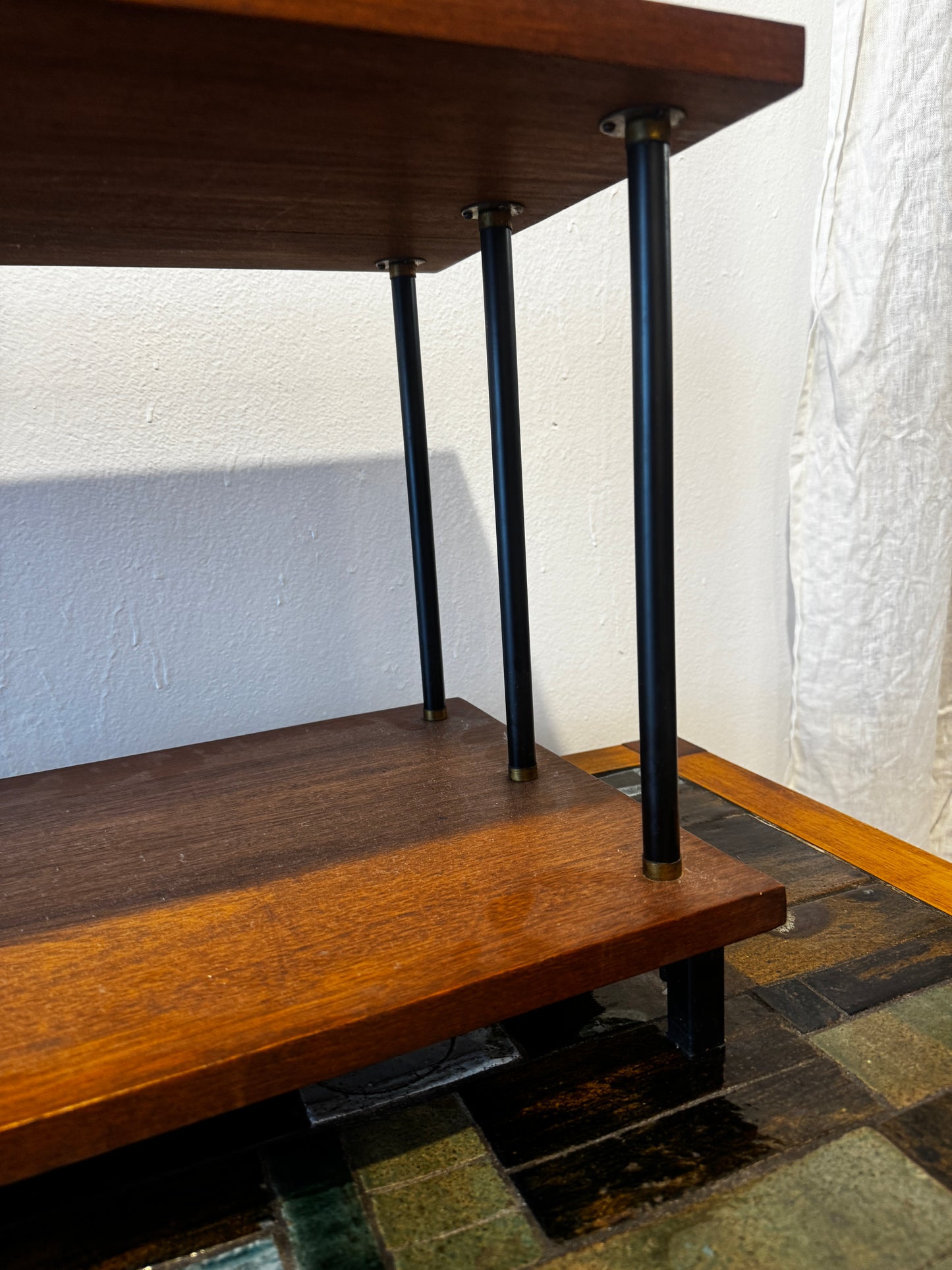 Laranda Mid-Century Modern Low Two-Tier Display Shelf • 1960s