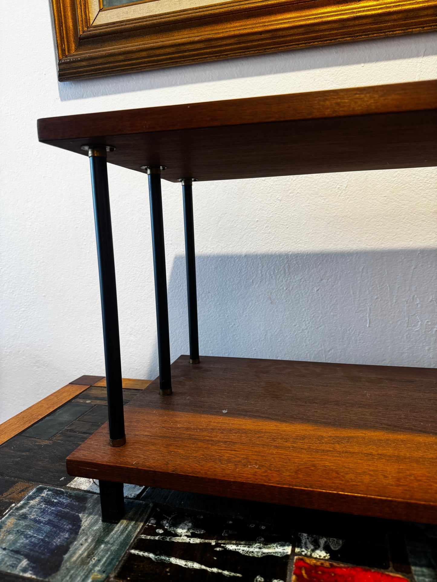 Laranda Mid-Century Modern Low Two-Tier Display Shelf • 1960s