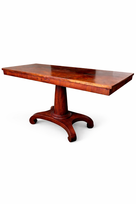 Antique Solid Rosewood Library Pedestal Table with Castors | Library / Centre Table