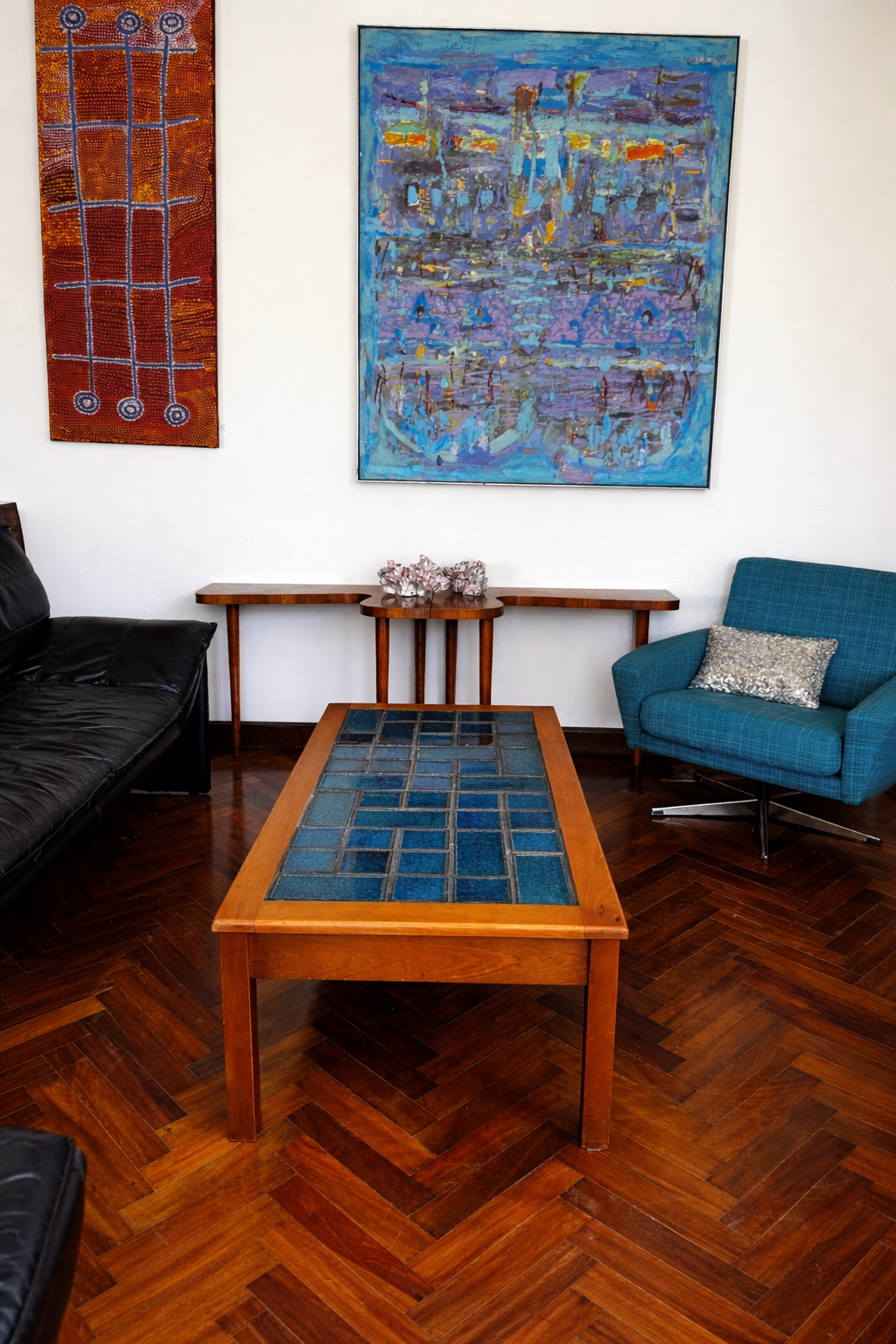 Turquoise Tile Coffee Table with Solid Timber Frame | c.1960s–70s, Parker