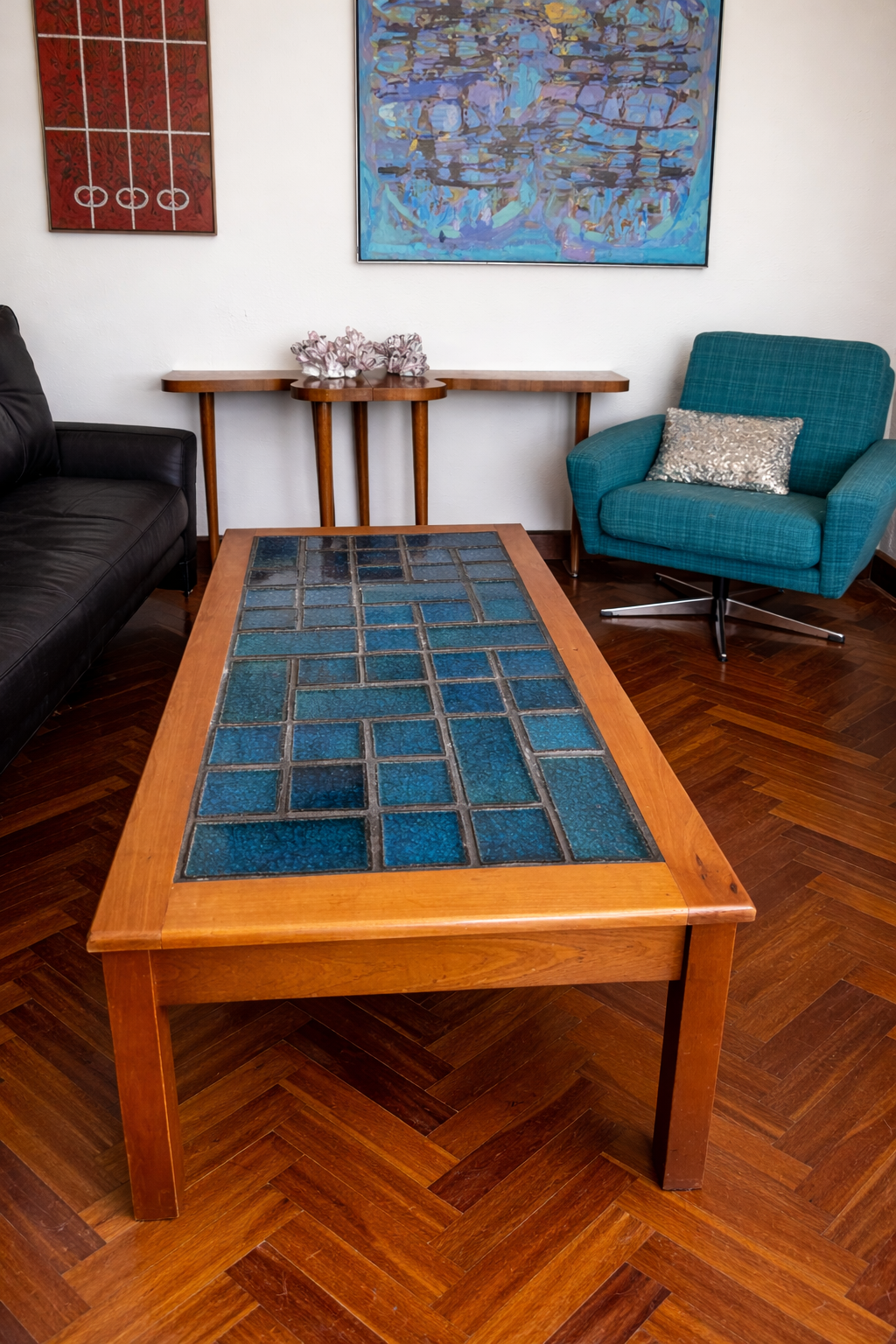 Turquoise Tile Coffee Table with Solid Timber Frame | c.1960s–70s, Parker